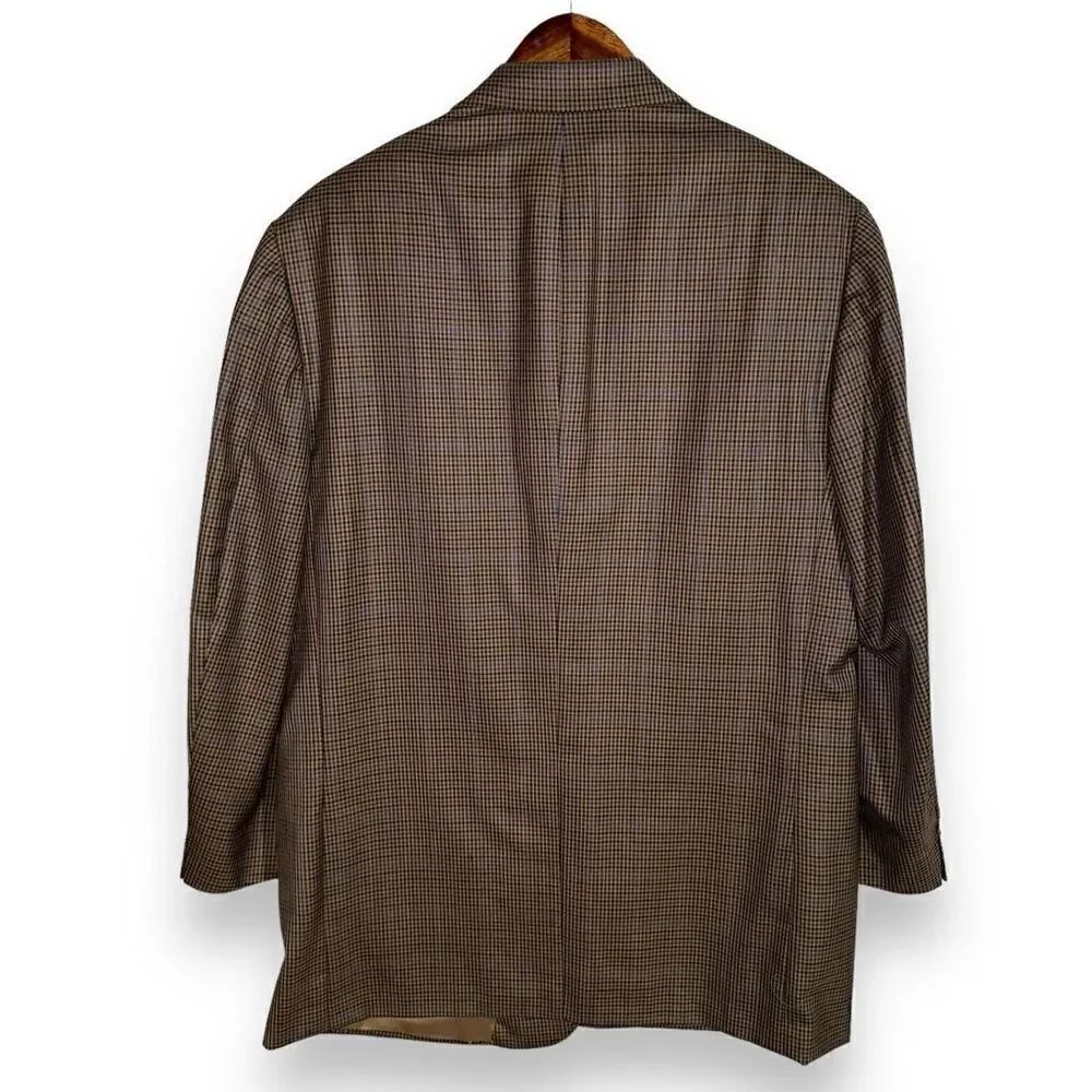 Samuelsohn Brown & Navy Windowpane Super 100s Sport Coat 42R